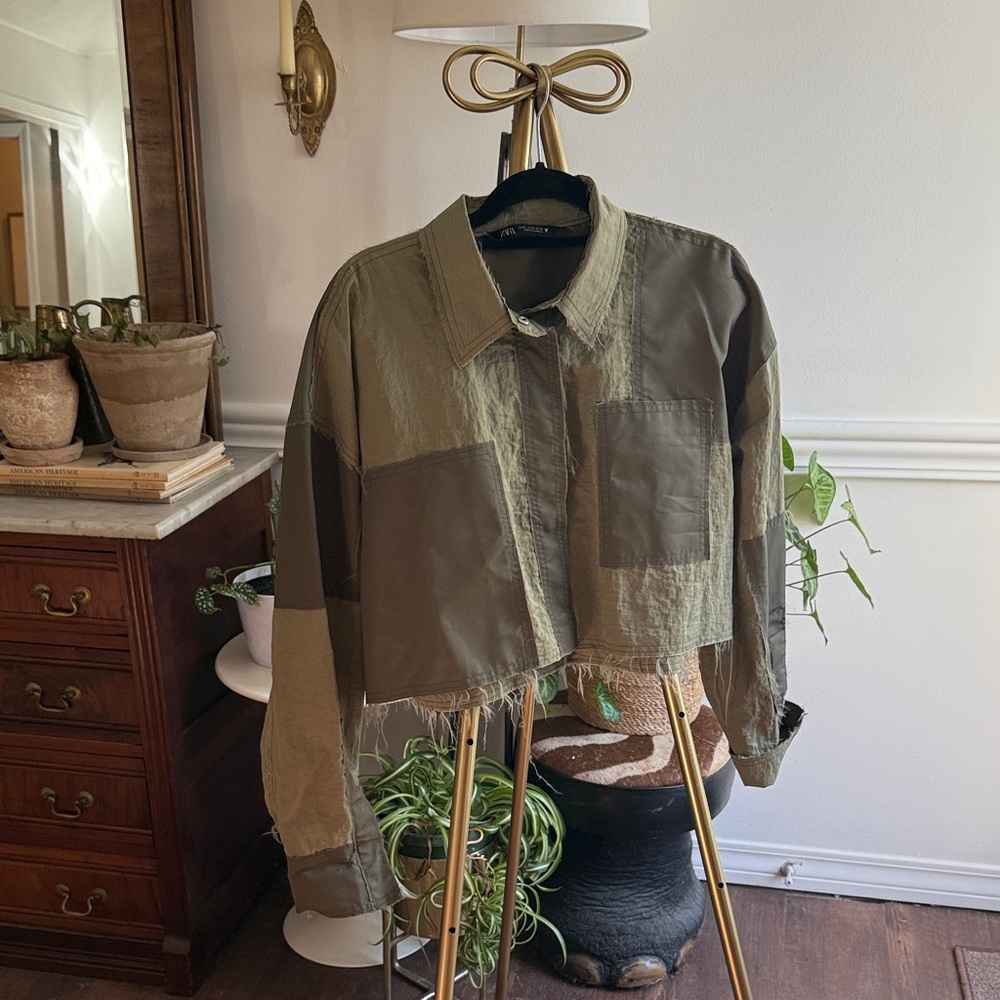 Zara Two-Tone Green Utility Jacket